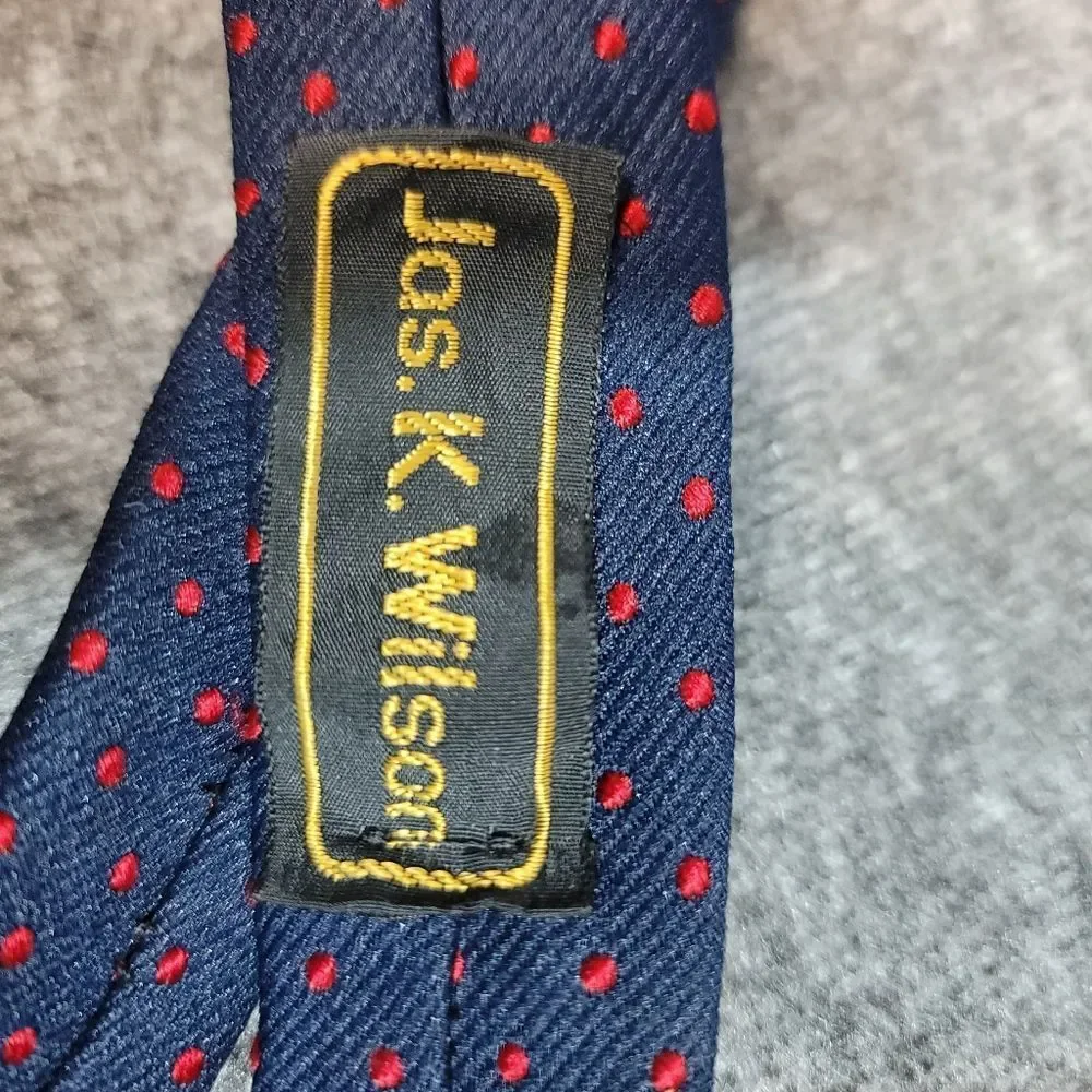 Vtg 70's Christian Dior Neck Tie Navy Blue Red Dotted Silk Blend Tie 54" x 4" - Picture 8 of 8